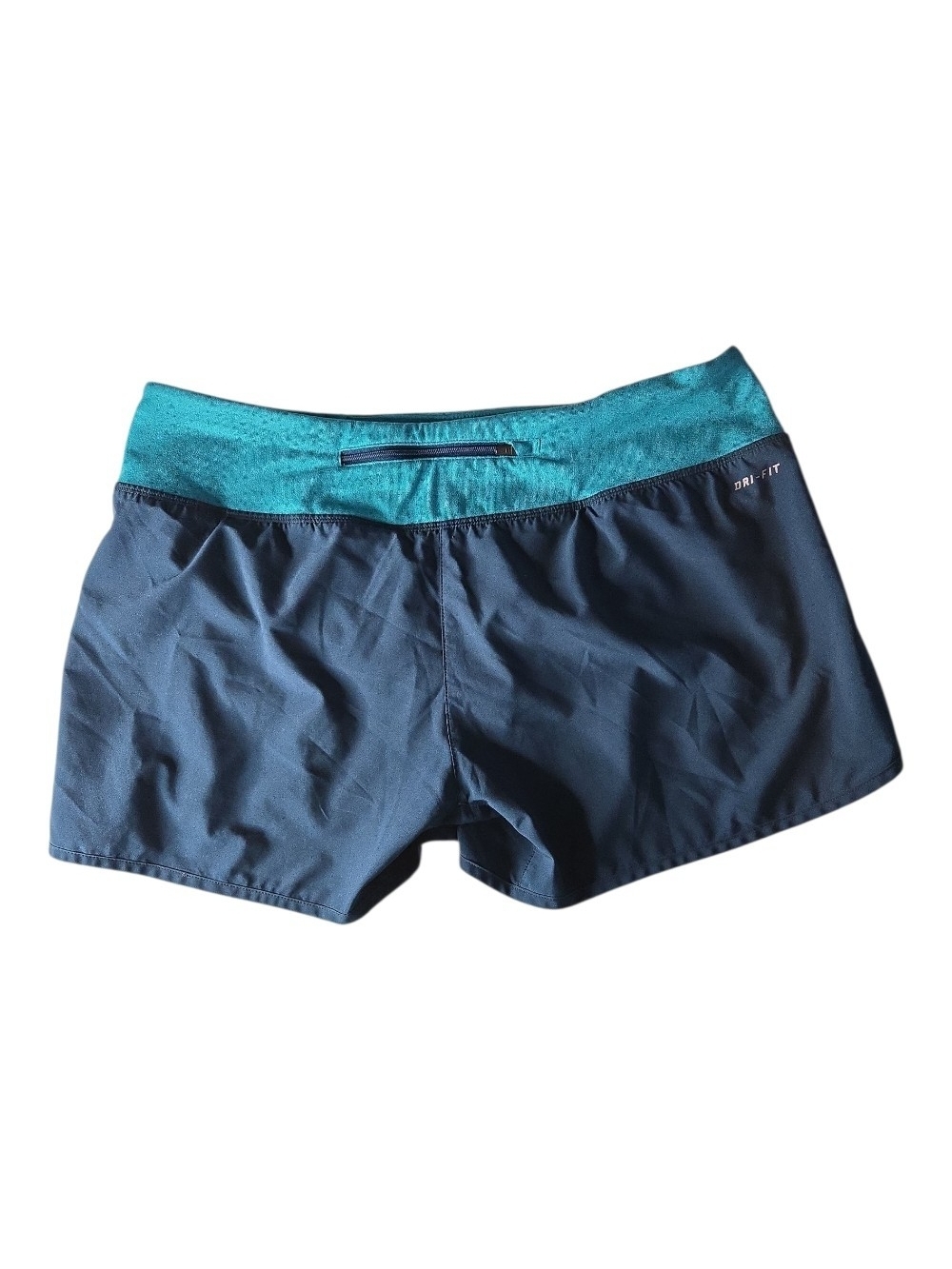 Nike Women's Dark Blue Running Shorts with Teal Waistband - Picture 3 of 3